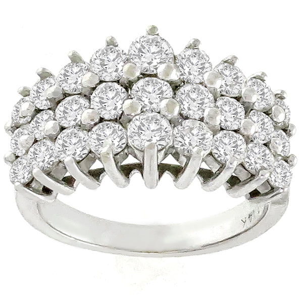 Estate 2.16ct Round Cut Diamond Cluster 14k White Gold Ring