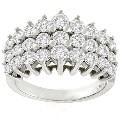 Estate 2.16ct Round Cut Diamond Cluster 14k White Gold Ring