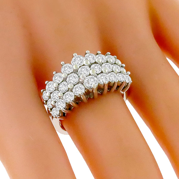 Estate 2.16ct Round Cut Diamond Cluster 14k White Gold Ring