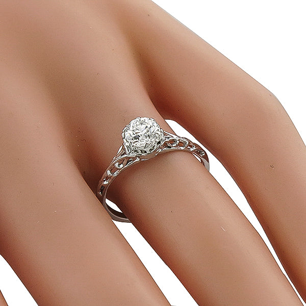 Edwardian 0.46ct Old Mine Brilliant Diamond Platinum Engagement Ring