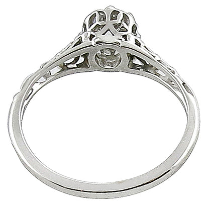 Edwardian 0.46ct Old Mine Brilliant Diamond Platinum Engagement Ring