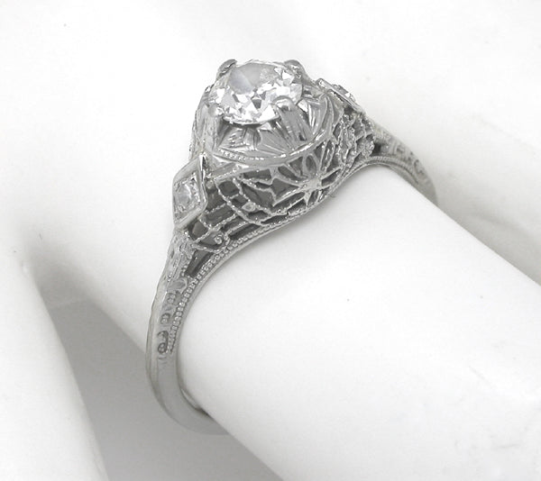 Edwardian 0.50ct Diamond 14k White Gold Engagement Ring