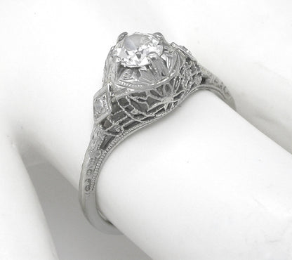 Edwardian 0.50ct Diamond 14k White Gold Engagement Ring