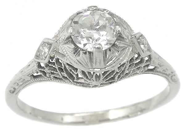 Edwardian 0.50ct Diamond 14k White Gold Engagement Ring