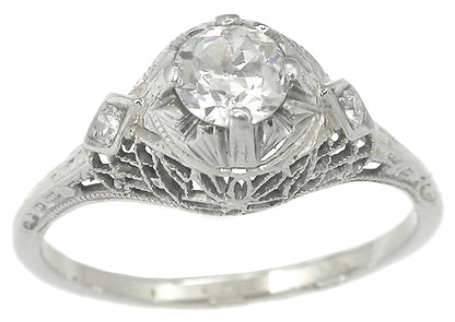 Edwardian 0.50ct Diamond 14k White Gold Engagement Ring