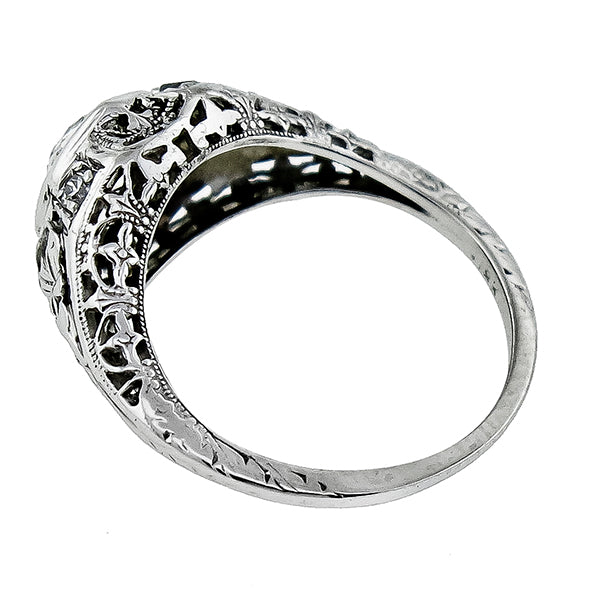 Edwardian 0.55ct Old Mine Cut Diamond 18k White Gold Engagement Ring