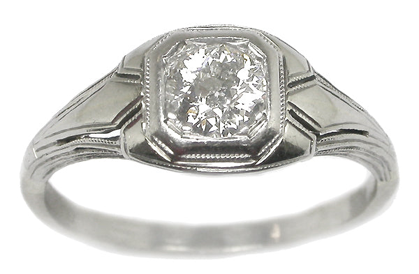 Edwardian 0.65ct Diamond 14k White Gold Engagement Ring