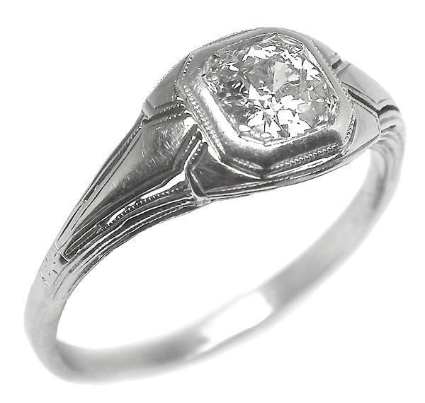 Edwardian 0.65ct Diamond 14k White Gold Engagement Ring