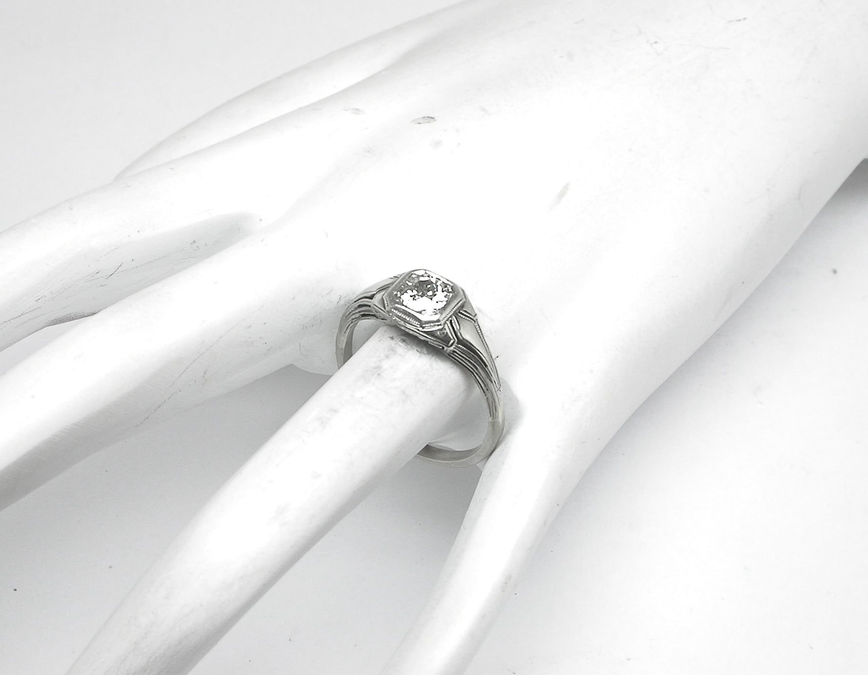 Edwardian 0.65ct Diamond 14k White Gold Engagement Ring