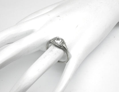 Edwardian 0.65ct Diamond 14k White Gold Engagement Ring