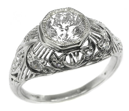 Edwardian 0.73ct Old European Diamond Platinum  Engagement Ring