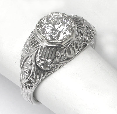 Edwardian 0.73ct Old European Diamond Platinum  Engagement Ring