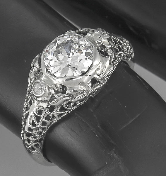 Edwardian 0.88ct Diamond 18k Gold Engagement Ring
