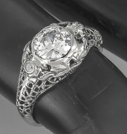 Edwardian 0.88ct Diamond 18k Gold Engagement Ring