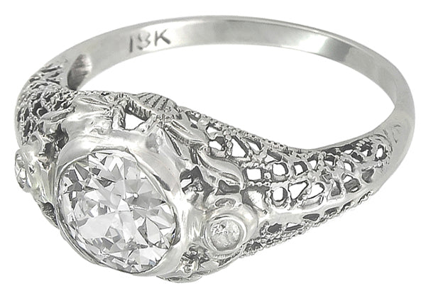 Edwardian 0.88ct Diamond 18k Gold Engagement Ring