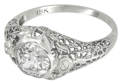 Edwardian 0.88ct Diamond 18k Gold Engagement Ring