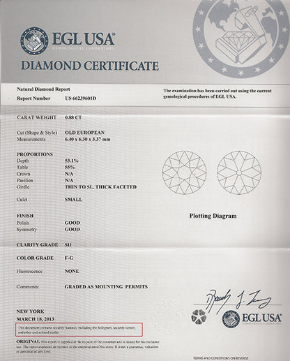 Edwardian 0.88ct Diamond 18k Gold Engagement Ring