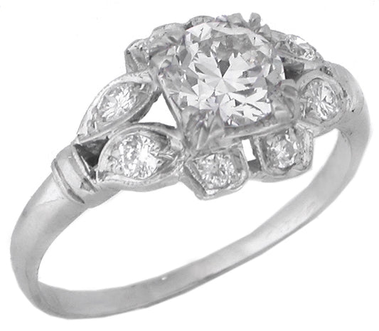 Edwardian 0.89ct Diamond Platinum Engagement Ring