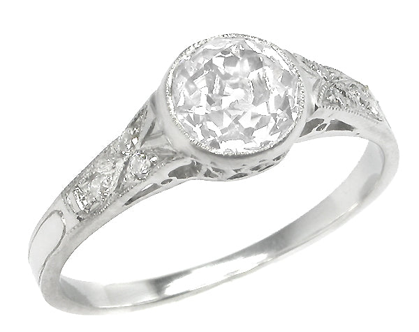 Edwardian 1.05ct Old European Brilliant Diamond Platinum Engagement Ring
