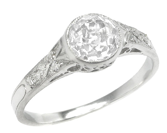 Edwardian 1.05ct Old European Brilliant Diamond Platinum Engagement Ring