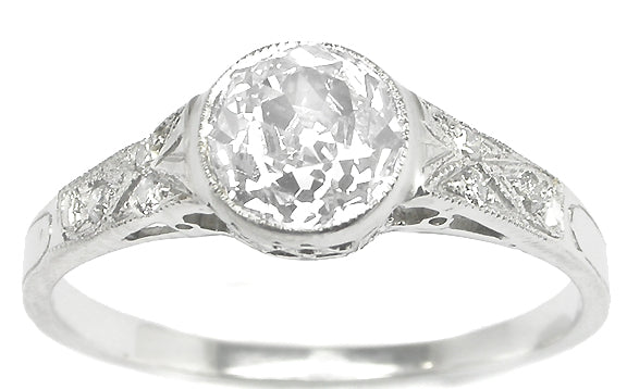 Edwardian 1.05ct Old European Brilliant Diamond Platinum Engagement Ring