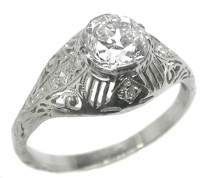 Edwardian 1.06ct Old European  Diamond Platinum Engagement Ring