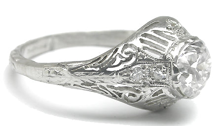 Edwardian 1.06ct Old European  Diamond Platinum Engagement Ring