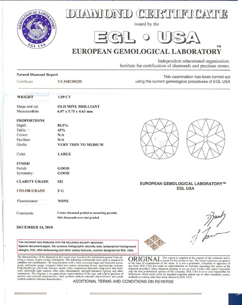 Edwardian 1.09ct Diamond Platinum Engagement Ring