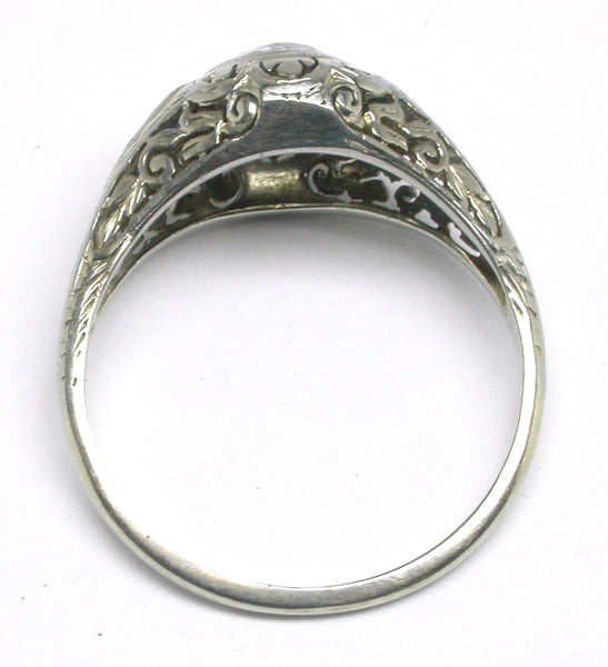 Edwardian 1.09ct Diamond & Sapphire 14k White Gold Engagement Ring