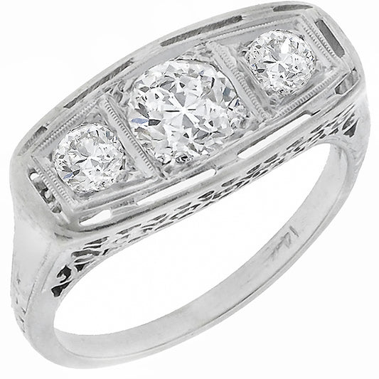 Edwardian  1.10ct 3 Stone Diamond Gold Ring