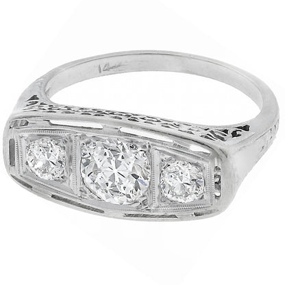 Edwardian  1.10ct 3 Stone Diamond Gold Ring