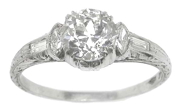 Edwardian 1.12ct Diamond Platinum Engagement Ring