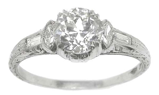 Edwardian 1.12ct Diamond Platinum Engagement Ring