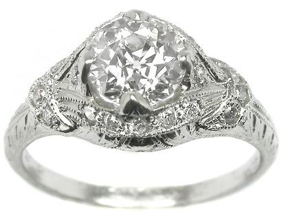 Edwardian 1.12ct Old Mine Diamond Platinum Engagement Ring