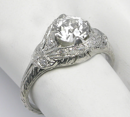 Edwardian 1.12ct Old Mine Diamond Platinum Engagement Ring