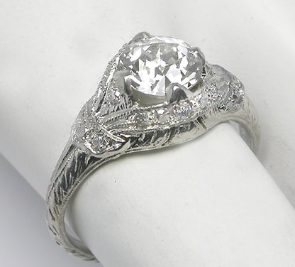 Edwardian 1.12ct Old Mine Diamond Platinum Engagement Ring