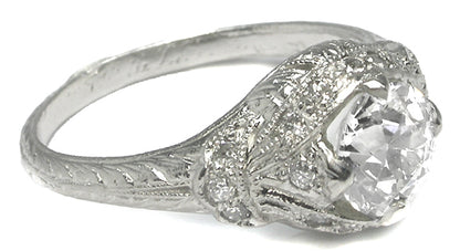 Edwardian 1.12ct Old Mine Diamond Platinum Engagement Ring