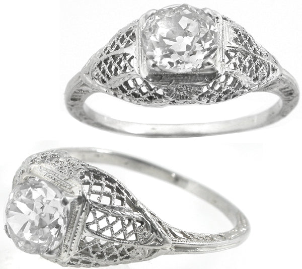 Edwardian 1.15ct Old European Diamond Engagement Ring