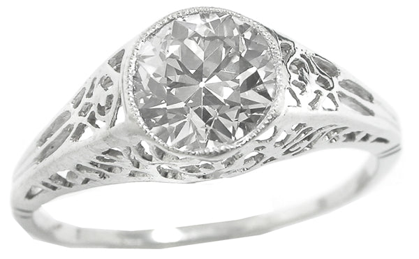 Edwardian 1.15ct Old European  Diamond Platinum Engagement Ring