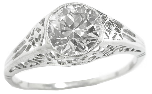 Edwardian 1.15ct Old European  Diamond Platinum Engagement Ring