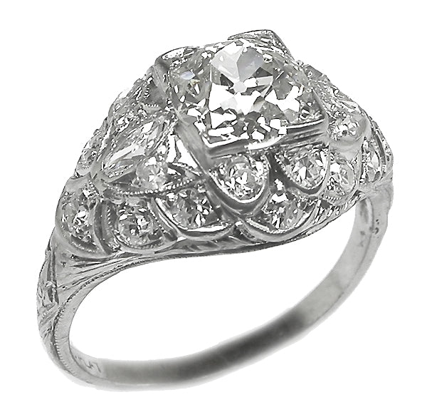 Edwardian 1.22ct Diamond Platinum Engagement Ring