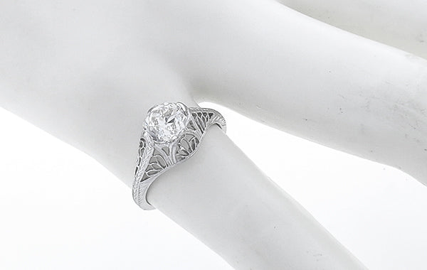 Edwardian 1.23ct Old Mine Diamond Platinum Engagement Ring