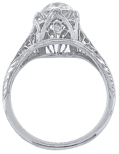 Edwardian 1.23ct Old Mine Diamond Platinum Engagement Ring