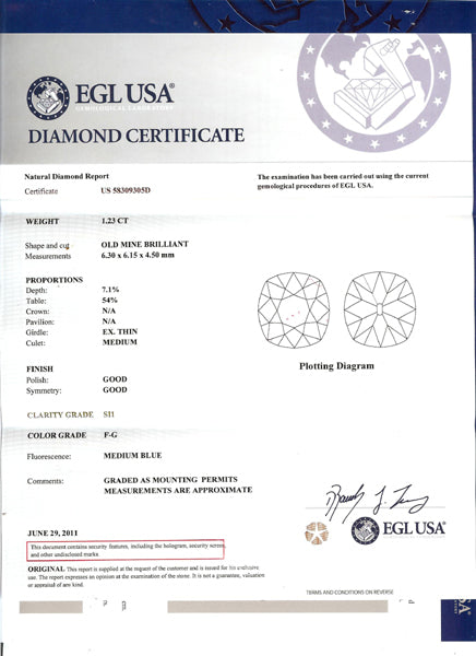 Edwardian 1.23ct Old Mine Diamond Platinum Engagement Ring