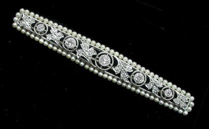 Edwardian 1.25ct Diamond Natural Pearl Platinum Pin