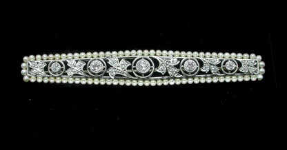 Edwardian 1.25ct Diamond Natural Pearl Platinum Pin