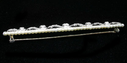 Edwardian 1.25ct Diamond Natural Pearl Platinum Pin