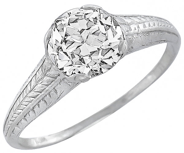 Edwardian 1.33ct Old European Diamond Platinum Engagement Ring