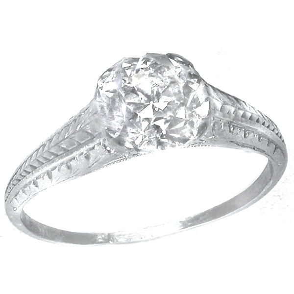Edwardian 1.33ct Old European Diamond Platinum Engagement Ring