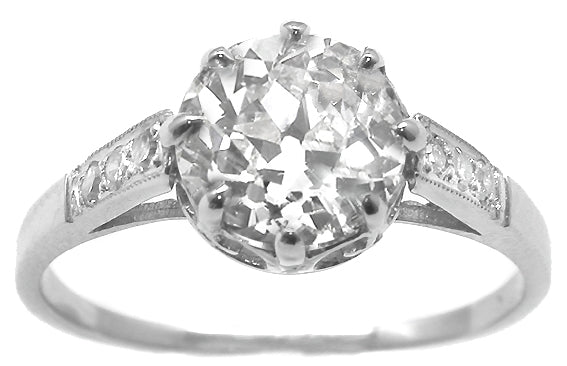Edwardian 1.33ct Old Mine Diamond Platinum  Engagement Ring